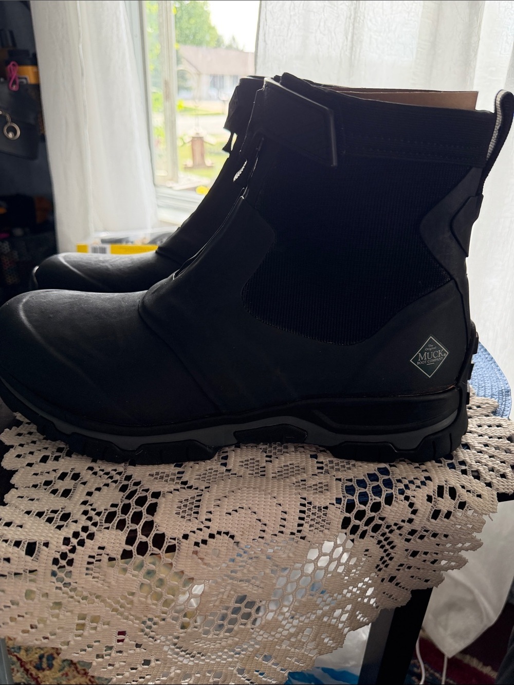 Muck Boot Black Rubber Ankle Rain Boots with Pull Tabs